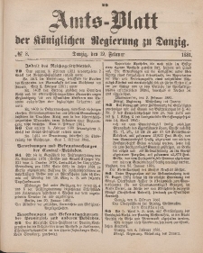 Amts-Blatt der Königlichen Regierung zu Danzig, 19. Februar 1881, Nr. 8