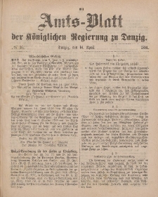 Amts-Blatt der Königlichen Regierung zu Danzig, 16. April 1881, Nr. 16