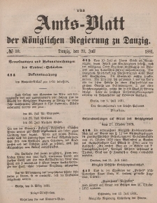 Amts-Blatt der Königlichen Regierung zu Danzig, 23. Juli 1881, Nr. 30