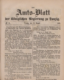 Amts-Blatt der Königlichen Regierung zu Danzig, 20. August 1881, Nr. 34