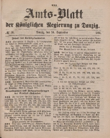Amts-Blatt der Königlichen Regierung zu Danzig, 24. September 1881, Nr. 39