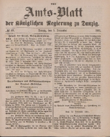 Amts-Blatt der Königlichen Regierung zu Danzig, 3. Dezember 1881, Nr. 49