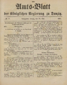Amts-Blatt der Königlichen Regierung zu Danzig, 25. Mai 1895, Nr. 21