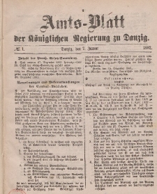 Amts-Blatt der Königlichen Regierung zu Danzig, 7. Januar 1882, Nr. 1