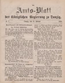 Amts-Blatt der Königlichen Regierung zu Danzig, 18. Februar 1882, Nr. 7