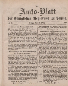 Amts-Blatt der Königlichen Regierung zu Danzig, 18. März 1882, Nr. 11