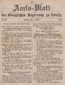 Amts-Blatt der Königlichen Regierung zu Danzig, 8. April 1882, Nr. 14