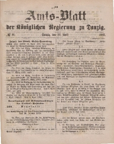 Amts-Blatt der Königlichen Regierung zu Danzig, 22. April 1882, Nr. 16