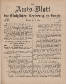 Amts-Blatt der Königlichen Regierung zu Danzig, 6. Mai 1882, Nr. 18