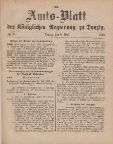 Amts-Blatt der Königlichen Regierung zu Danzig, 6. Mai 1882, Nr. 18