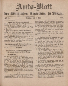 Amts-Blatt der Königlichen Regierung zu Danzig, 3. Juni 1882, Nr. 22
