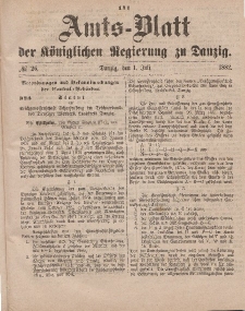 Amts-Blatt der Königlichen Regierung zu Danzig, 1. Juli 1882, Nr. 26