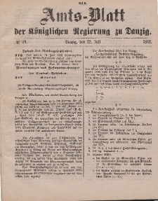 Amts-Blatt der Königlichen Regierung zu Danzig, 22. Juli 1882, Nr. 29