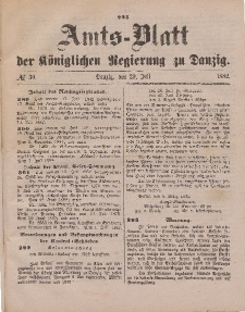 Amts-Blatt der Königlichen Regierung zu Danzig, 29. Juli 1882, Nr. 30
