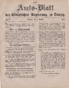 Amts-Blatt der Königlichen Regierung zu Danzig, 5. August 1882, Nr. 31