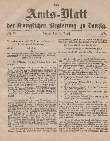 Amts-Blatt der Königlichen Regierung zu Danzig, 19. August 1882, Nr. 33