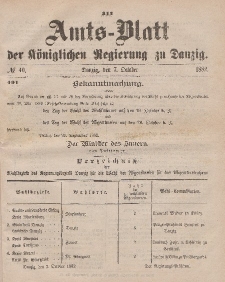 Amts-Blatt der Königlichen Regierung zu Danzig, 7. Oktober 1882, Nr. 40