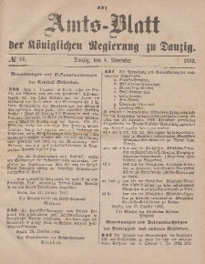 Amts-Blatt der Königlichen Regierung zu Danzig, 4. November 1882, Nr. 44