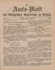 Amts-Blatt der Königlichen Regierung zu Danzig, 11. November 1882, Nr. 45