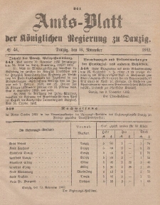 Amts-Blatt der Königlichen Regierung zu Danzig, 18. November 1882, Nr. 46