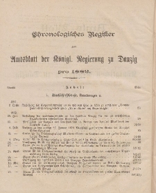 Amts-Blatt der Königlichen Regierung zu Danzig pro 1882 (Chronologisches Register)