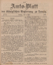 Amts-Blatt der Königlichen Regierung zu Danzig, 9. April 1887, Nr. 14