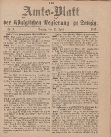 Amts-Blatt der Königlichen Regierung zu Danzig, 16. April 1887, Nr. 15