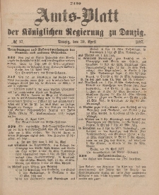 Amts-Blatt der Königlichen Regierung zu Danzig, 30. April 1887, Nr. 17