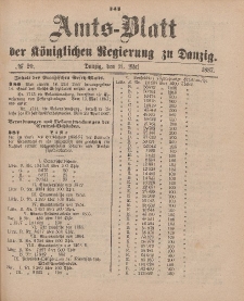 Amts-Blatt der Königlichen Regierung zu Danzig, 21. Mai 1887, Nr. 20