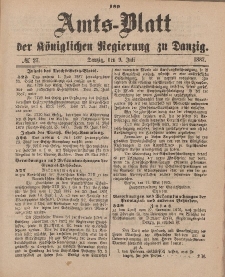 Amts-Blatt der Königlichen Regierung zu Danzig, 9. Juli 1887, Nr. 27