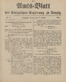 Amts-Blatt der Königlichen Regierung zu Danzig, 17. August 1895, Nr. 33