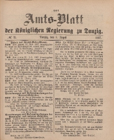 Amts-Blatt der Königlichen Regierung zu Danzig, 6. August 1887, Nr. 31