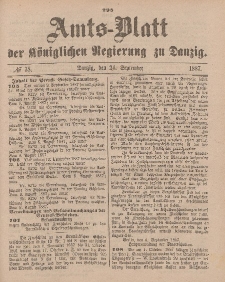 Amts-Blatt der Königlichen Regierung zu Danzig, 24. September 1887, Nr. 38