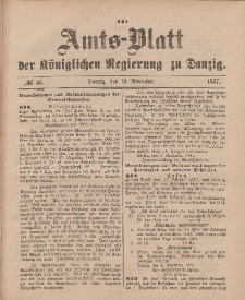 Amts-Blatt der Königlichen Regierung zu Danzig, 19. November 1887, Nr. 46