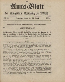 Amts-Blatt der Königlichen Regierung zu Danzig, 24. August 1895, Nr. 34