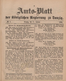 Amts-Blatt der Königlichen Regierung zu Danzig, 11. Januar 1890, Nr. 2