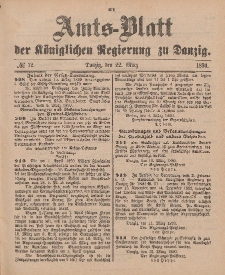 Amts-Blatt der Königlichen Regierung zu Danzig, 22. März 1890, Nr. 12