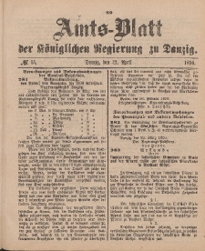 Amts-Blatt der Königlichen Regierung zu Danzig, 12. April 1890, Nr. 15