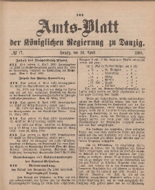 Amts-Blatt der Königlichen Regierung zu Danzig, 26. April 1890, Nr. 17