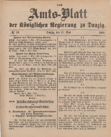 Amts-Blatt der Königlichen Regierung zu Danzig, 17. Mai 1890, Nr. 20