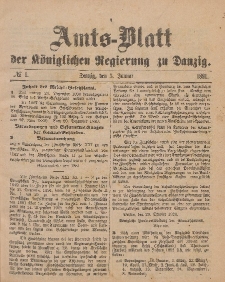 Amts-Blatt der Königlichen Regierung zu Danzig, 3. Januar 1891, Nr. 1