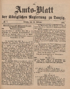 Amts-Blatt der Königlichen Regierung zu Danzig, 14. Februar 1891, Nr. 7