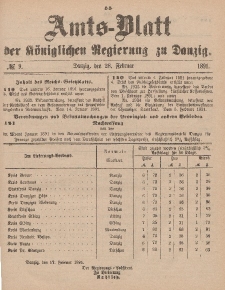 Amts-Blatt der Königlichen Regierung zu Danzig, 28. Februar 1891, Nr. 9