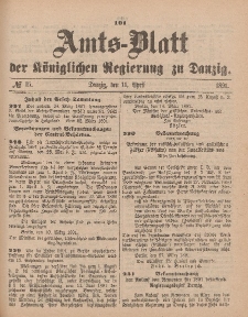 Amts-Blatt der Königlichen Regierung zu Danzig, 11. April 1891, Nr. 15