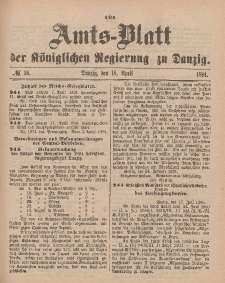 Amts-Blatt der Königlichen Regierung zu Danzig, 18. April 1891, Nr. 16