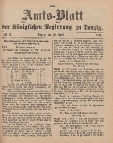 Amts-Blatt der Königlichen Regierung zu Danzig, 25. April 1891, Nr. 17