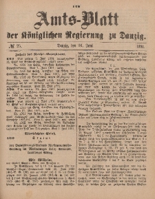 Amts-Blatt der Königlichen Regierung zu Danzig, 20. Juni 1891, Nr. 25