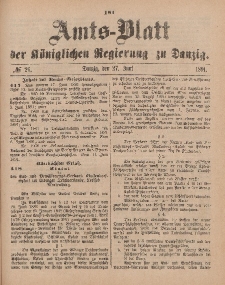 Amts-Blatt der Königlichen Regierung zu Danzig, 27. Juni 1891, Nr. 26