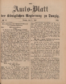 Amts-Blatt der Königlichen Regierung zu Danzig, 4. Juli 1891, Nr. 27