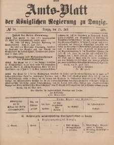 Amts-Blatt der Königlichen Regierung zu Danzig, 25. Juli 1891, Nr. 30